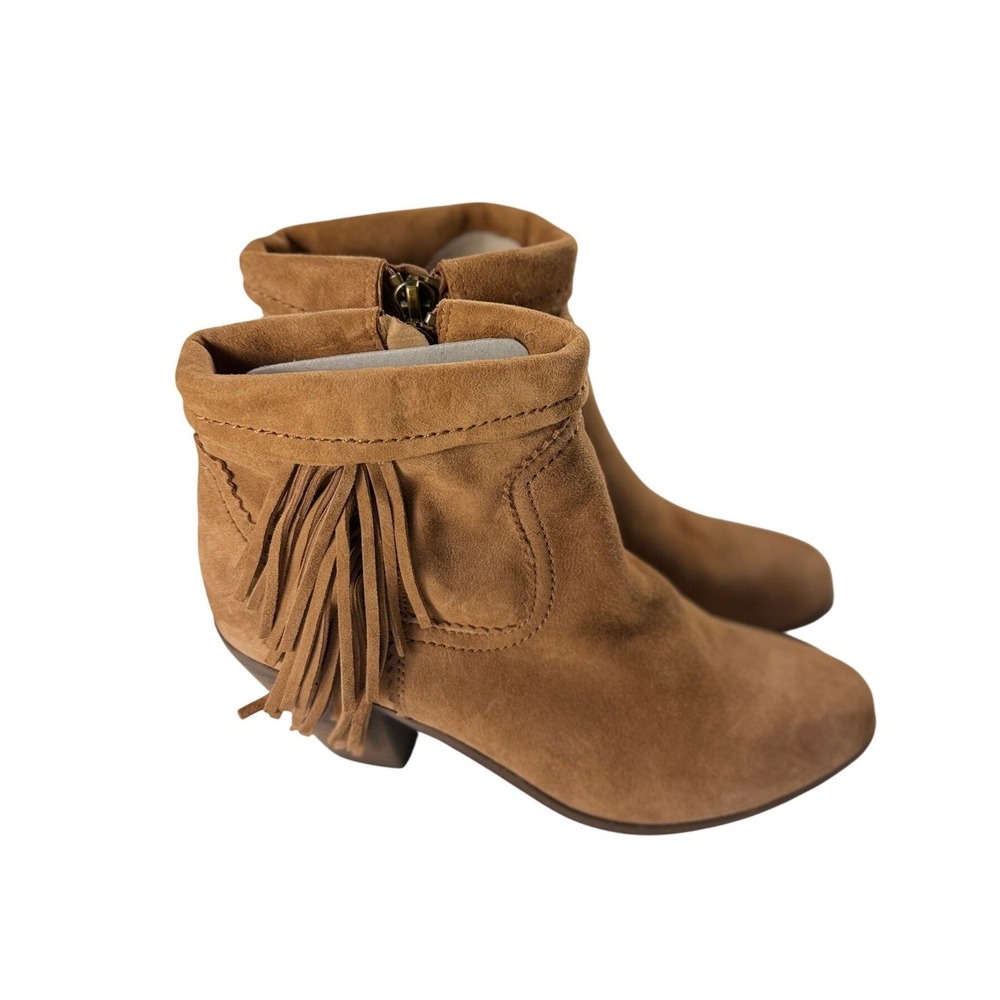 Sam Edelman Louie Whiskey Suede Fringe Ankle Booties Womens 10 M A4863L1200